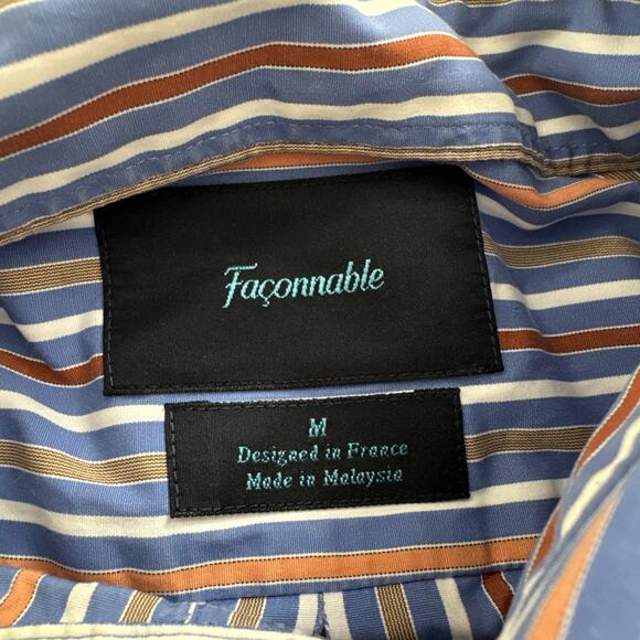 VTG Faconnable Shirt Long Sleeve Button Down Business Casual Medium Striped USA - Picture 3 of 10